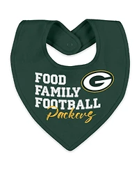 Wear by Erin Andrews Baby Boys and Girls Newborn Green Bay Packers Sleep Play Full-Zip Sleeper Bib Set