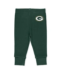 Wear by Erin Andrews Baby Boys and Girls Newborn 3-Piece Green Bay Packers Turn Me Around Bodysuits Pant Set