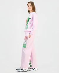 Wicked Juniors Glitter Crewneck Sweatshirt High Rise Drawstring Fleece Pants