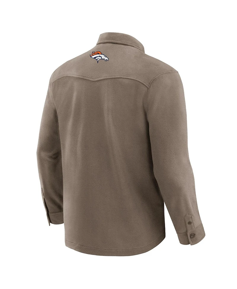 Darius Rucker Collection by Fanatics Men's Tan Denver Broncos Polar Fleece Cozy Button-Up Shirt