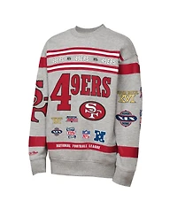 Mitchell & Ness Big Boys and Girls Gray San Francisco 49ers Throwback All-Over Print Fleece Sweatshirt
