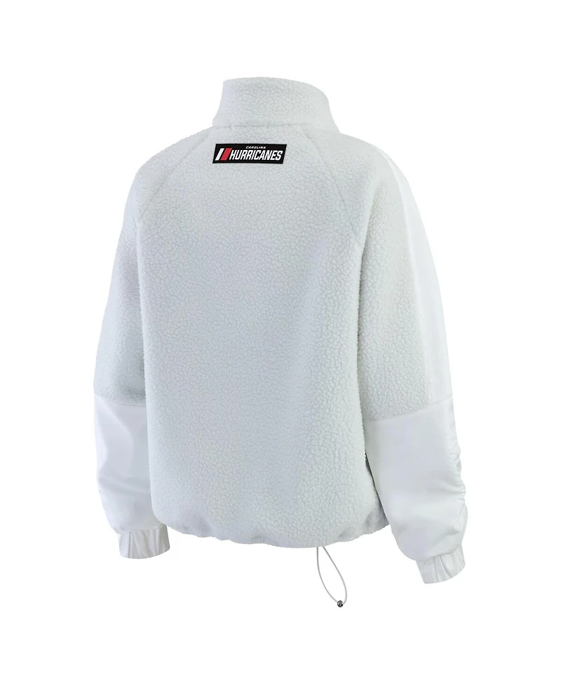 Wear by Erin Andrews Women's Gray/White Carolina Hurricanes Polar Fleece Quarter-Zip Jacket