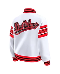 Wear by Erin Andrews Women's White/Red Detroit Red Wings Full-Snap Fleece Sweatshirt Jacket