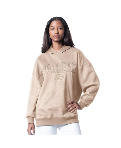 G-iii 4Her by Carl Banks Women's Cream Green Bay Packers Best Hitter Oversized Tunic Pullover Hoodie
