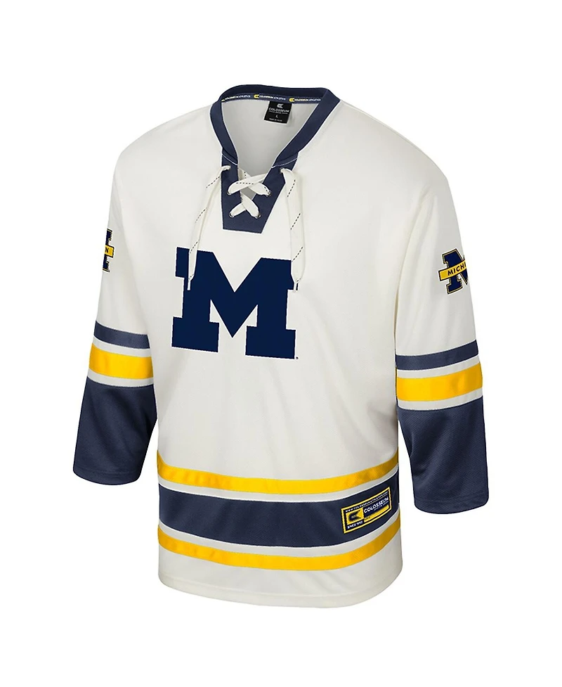 Colosseum Men's Cream Michigan Wolverines Puck Proud Fashion Hockey Jersey