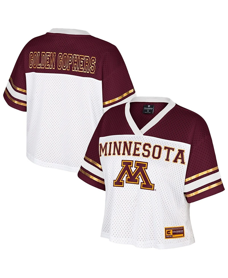 Colosseum Women's White Minnesota Golden Gophers Treasure Cropped Football Jersey
