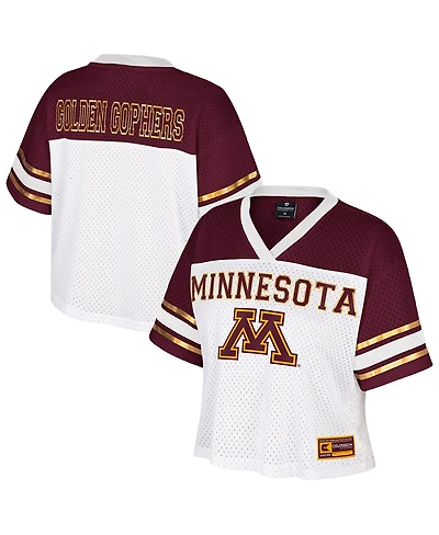 Colosseum Women's White Minnesota Golden Gophers Treasure Cropped Football Jersey