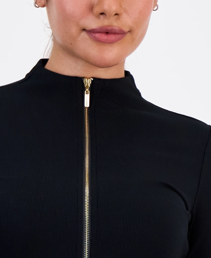 I.n.c. International Concepts Petite Mock-Neck Zip-Front Top, Macy's Exclusive