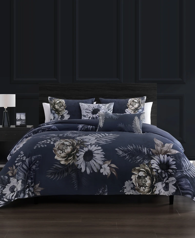 Bebejan Forget Me Not Bedding 100% Cotton Sateen 5 Piece Reversible King Comforter Set