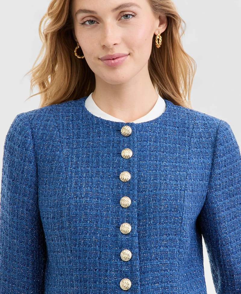 Tahari Asl Women's Boucle Tweed Cropped Jacket