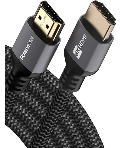 Powerbear Hdmi Cable 15' 8K 4K High Speed Braided Cord for Laptop Monitor PS5 Xbox Fire Tv