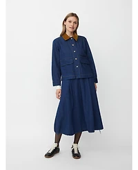 Masai Copenhagen Women's Long Sleeve Velvet Collared Denim Jacket