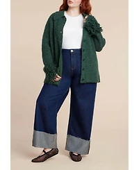 Eloquii Women's Fringe Cuff Knit Cardigan