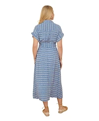 Yumi Women's Belted Midi Shirt Dress