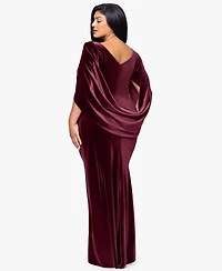 B&A By Betsy and Adam Plus Boat Neck Long Drape Back Dress