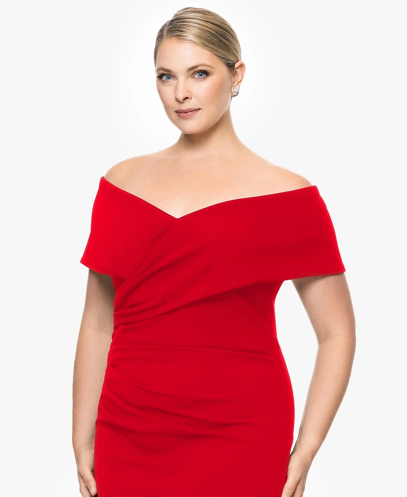 Betsy & Adam Plus Sweetheart Off-The-Shoulder Gown