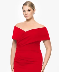 Betsy & Adam Plus Sweetheart Off-The-Shoulder Gown