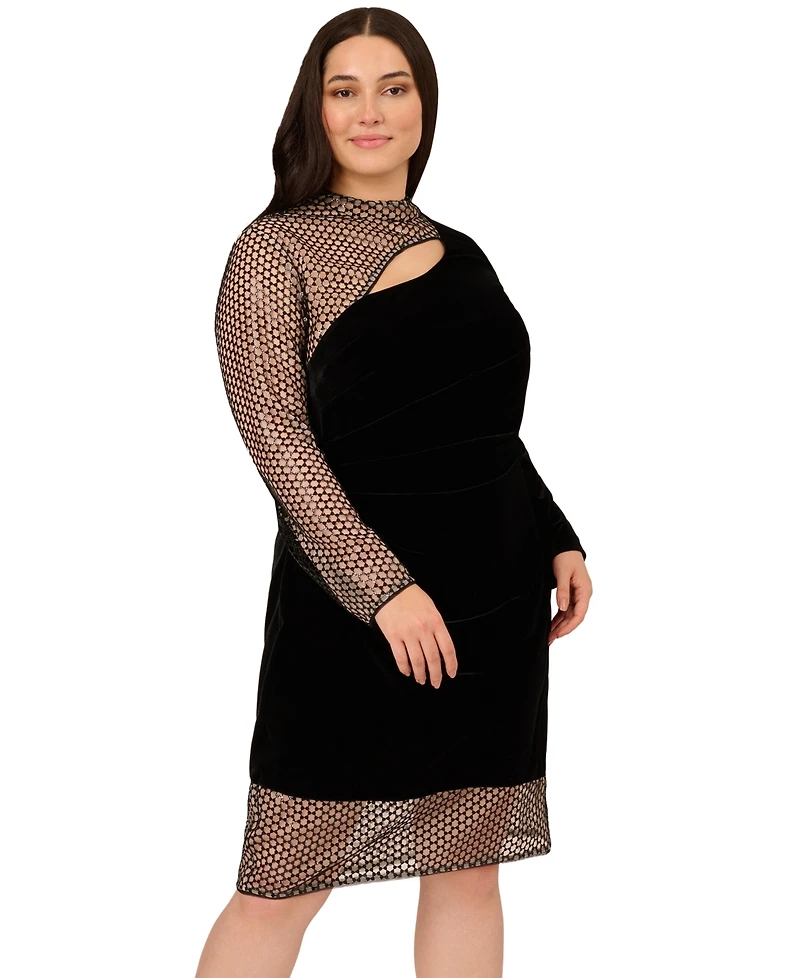 Adrianna Plus Mock Neck Mini Dress
