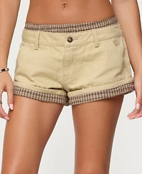 Edikted Women's Peekaboo Plaid Boxer Shorts