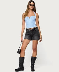 Edikted Women's Caitie Striped Buckle Halter Top