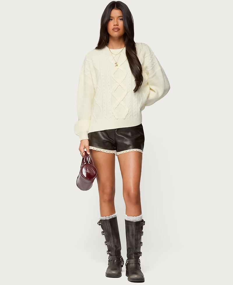 Edikted Women's Braided Cable Knit Oversized Sweater