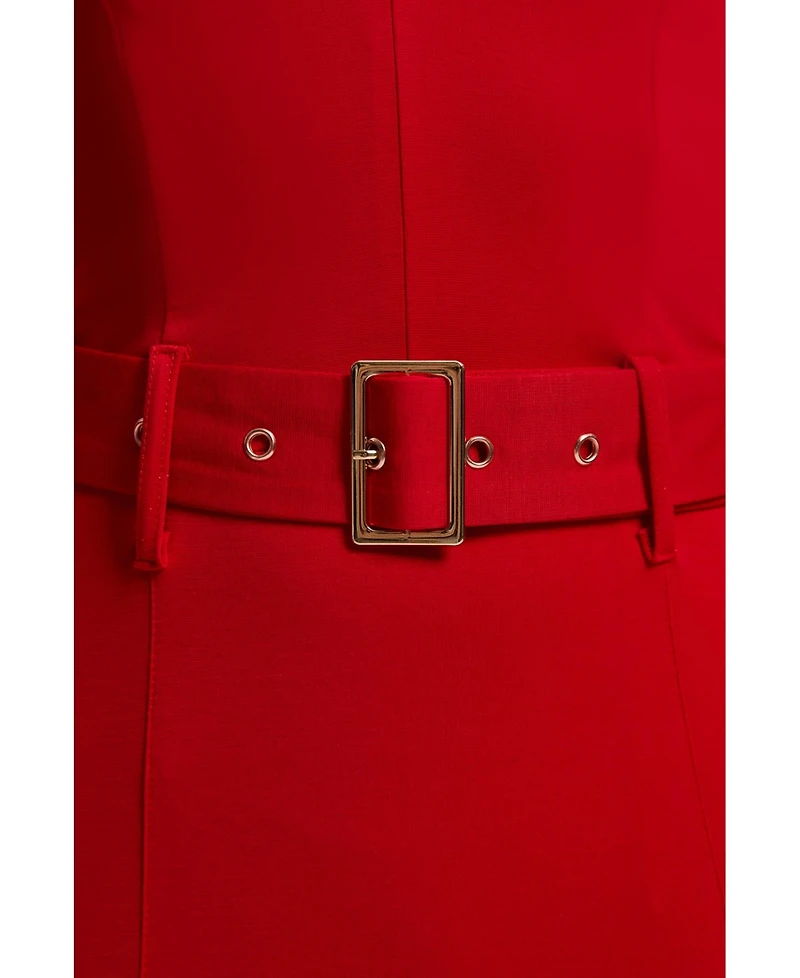 Karen Millen Jersey Ponte Georgette Mix Midi Dress