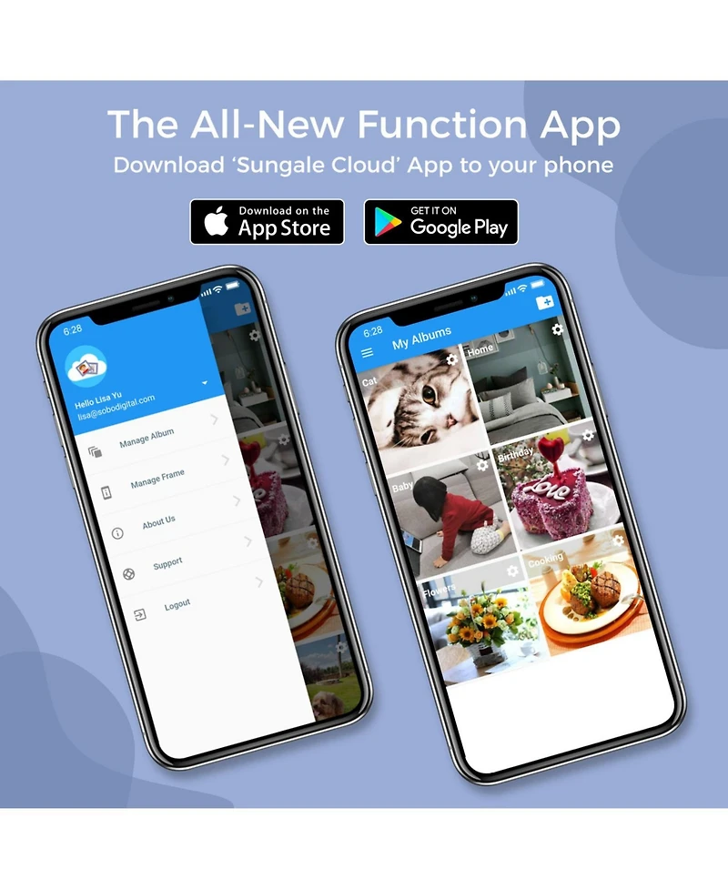 10in Cloud Frame- Easy Photo Share App- 20GB Cloud Storage, Auto-Rotate