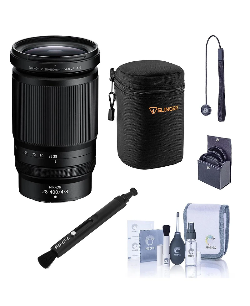 Nikon Nikkor Z 28-400mm f/4-8 Vr Lens, Bundle with Medium Lens Case, 77mm Filter Kit, Lens Cleaner, Cleaning Kit and Lens Cap Tether