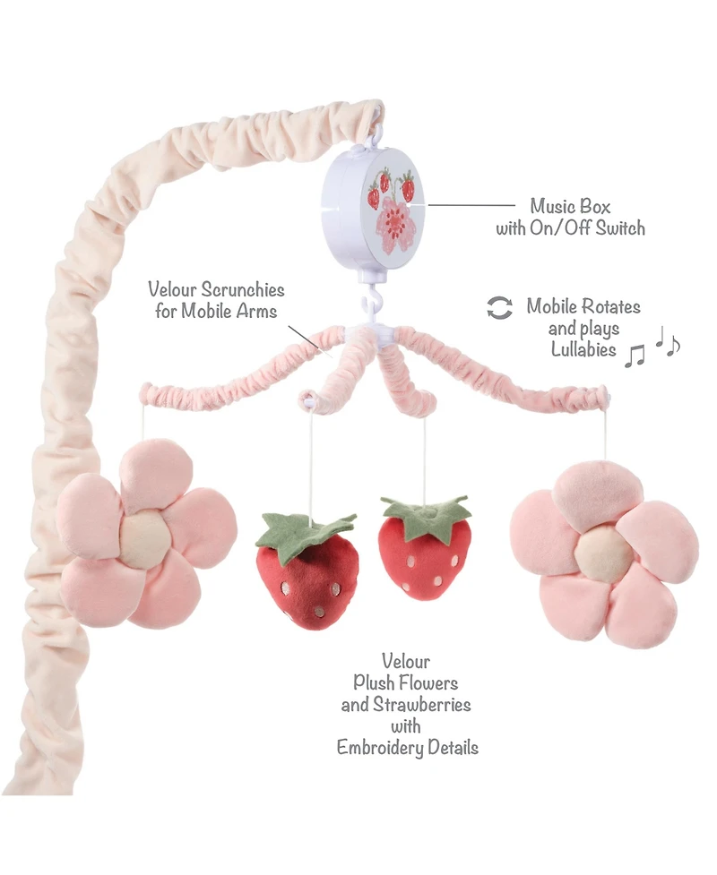 Bedtime Originals Flower Power Strawberry Musical Baby Crib Mobile Soother Toy
