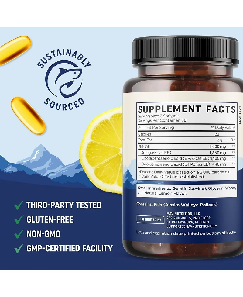 Mav Nutrition High Epa Fish Oil Softgels, 60ct