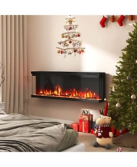 50" Wide 3-Sided Electric Fireplace Insert 750with 1200W Recessed Wall-Mounted Heater