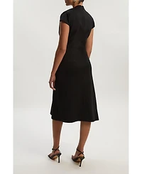 Karen Millen Women's Ponte V Neck Midi Dress