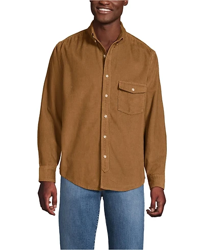 Lands' End Men's Long Sleeve Wide Wale Corduroy Shirt