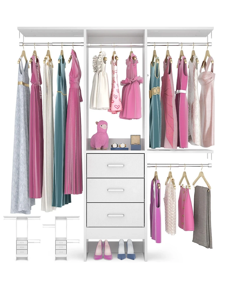 Aheaplus 4FT Small Closet Organizer with Fabric Drawers