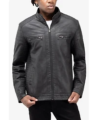 Xray Men's Pu Leather Jacket With Hood And Faux Shearling Lining