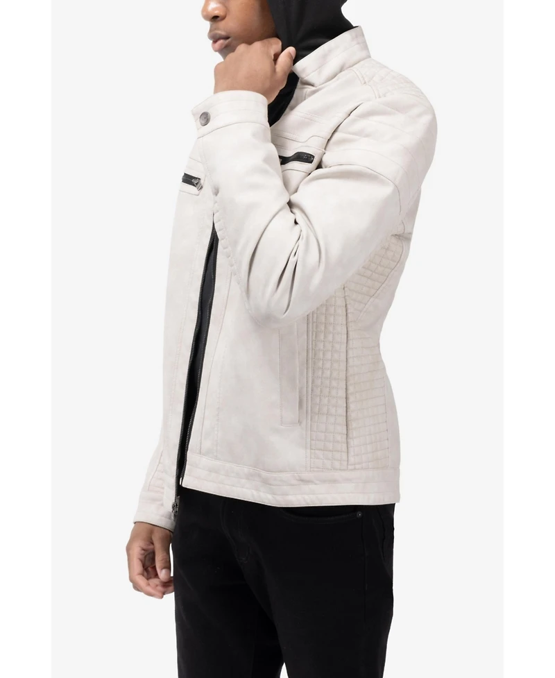 Xray Men's Pu Leather Jacket With Hood And Faux Shearling Lining