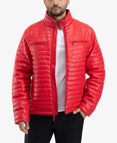 Xray Men's Pu Quilted Jacket With Faux Shearling Lining