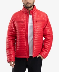 Xray Men's Pu Quilted Jacket With Faux Shearling Lining