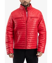 Xray Men's Pu Quilted Jacket With Faux Shearling Lining
