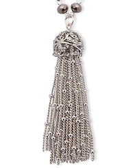 Nine West Tri-Tone Metallic Bead Long Tassel Pendant Necklace