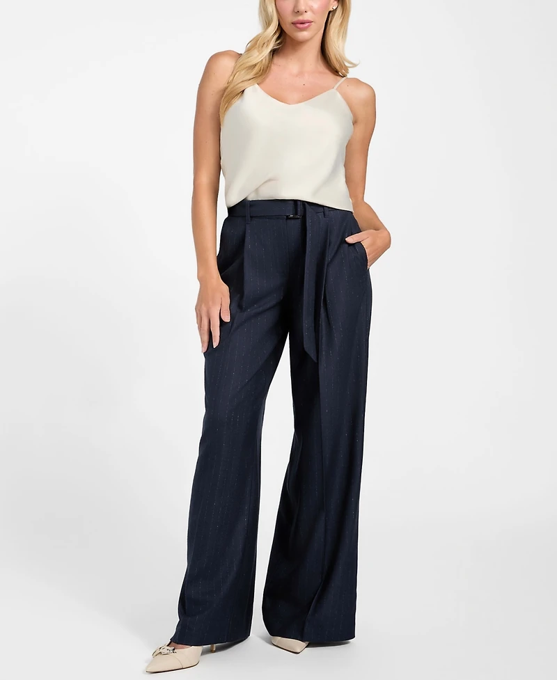 Guess Women's Zanita Pin Stripe Relaxed-Fit Pants