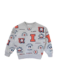 Gameday Couture Big Girls Gray Illinois Fighting Illini Always on Repeat Pullover Sweatshirt
