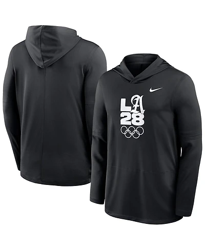 Nike Men's Black LA28 Summer Lightweight Dri-fit Long Sleeve Hoodie T-Shirt