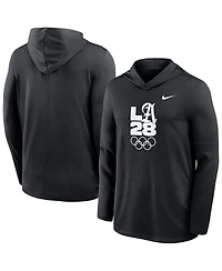 Nike Men's Black LA28 Summer Lightweight Dri-fit Long Sleeve Hoodie T-Shirt