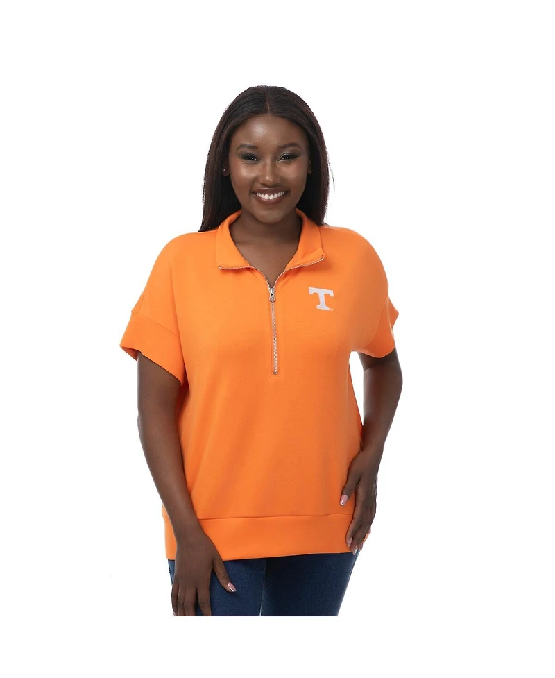 ZooZatz Women's Tennessee Orange Volunteers Tri-Blend Quarter-Zip Flowy Top