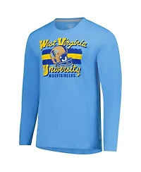 Image One Men's Light Blue West Virginia Mountaineers Throwback Helmet Long Sleeve T-Shirt
