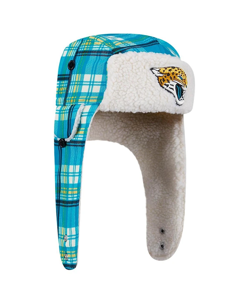 New Era Teal Jacksonville Jaguars Sideline Plaid Sherpa Trapper Hat