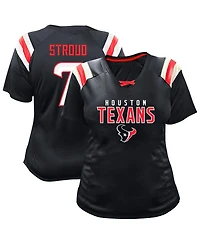 Fanatics Women's C.j. Stroud Navy Houston Texans Plus Size Name Number Raglan Lace V-Neck T-Shirt