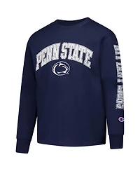 Champion Big Boys and Girls Navy Penn State Nittany Lions Distressed Arch Over Logo Long Sleeve T-Shirt