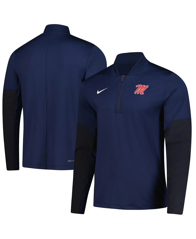 Nike Men's Navy Ole Miss Rebels Dri-fit Half-Zip Pullover Hoodie